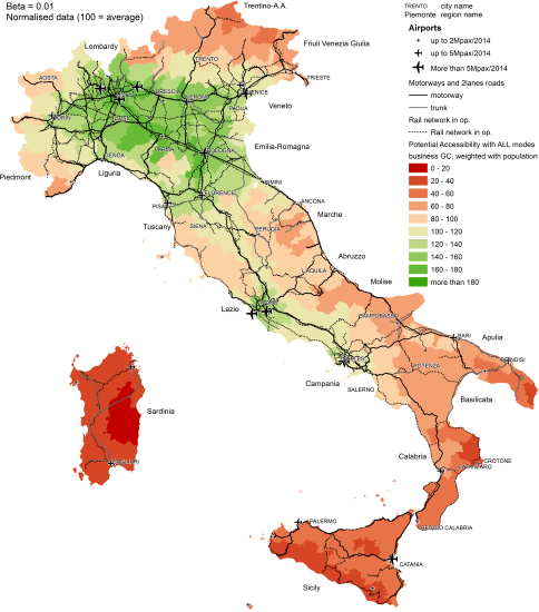 Potential accessibility, all modes, business users