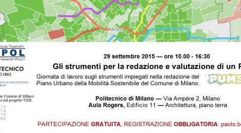 convegno: Gli strumenti per la redazione e valutazione di un PUMS ||| 29 settembre 2015 — ore 10.00 - 16:30