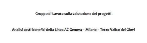 Pubblicata l'ACB del Terzo Valico preparata per la Struttura Tecnica di Missione del MIT