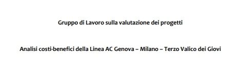 Pubblicata l'ACB del Terzo Valico preparata per la Struttura Tecnica di Missione del MIT